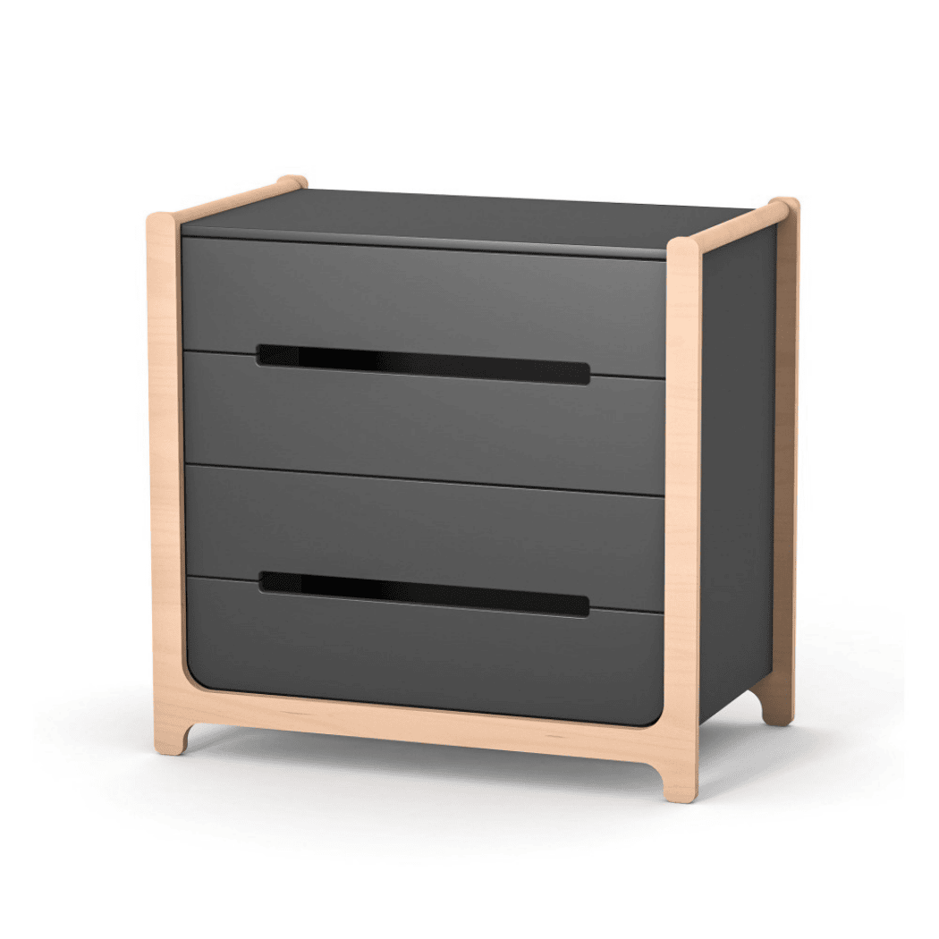 Dětská komoda Markito Gekko Kids, 90x53x86cm, Tmavě šedá / Přírodní buk